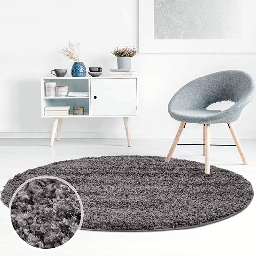 Phc Shaggy Tapis à Poils Longs à Motifs Vagues Motif Noir Gris Beige Rouge Vert Turquoise Moderne Certifié öko Tex Résine Acrylique Gris Foncé 200