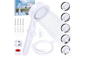 XFIRE-GEAR RV Shower Head with Hose, 5+1 Mode High Pressure Shower Head Replacement with On/Off Switch, Water Saving Motorhome Shower Head, Shower Head for RV/Campervan, Caravan
