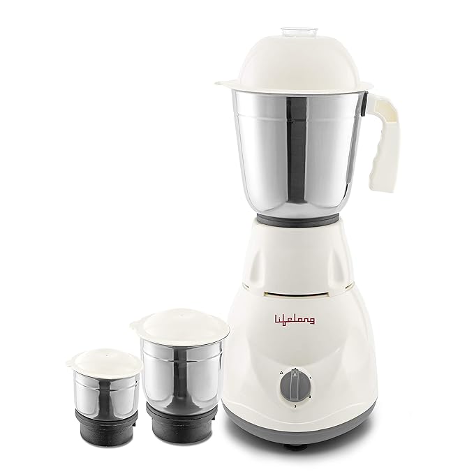 Buy Lifelong LLMG45 500W Mixer Grinder with 3 Jars, White, Grey Online