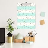 Hnogri A4 Clipboard Plastic Clipboards Low-Profile Clip Striped Gold Spots view 4