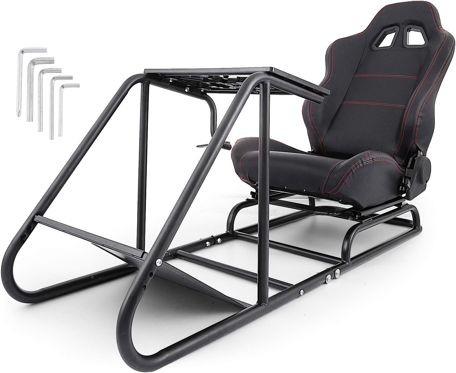 Hopopular Racing Simulator Cockpit,Driving Gaming Seat with Gear Shift Mount PS3/4 Xbox Logitech,Foldable Racing Chair Racing Wheel Stand,Driving Gaming Chair(Adjustable 02)