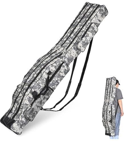 OROOTL Fishing Rod Case Pole Bag, Portable Folding Fishing Rod Travel Case Oxford Fishing Pole Carrier 4.27ft Fishing Tackle Storage Bag Fishing Gear Organizer for Men Women Gift : Sports &