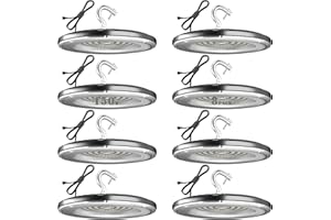 bulbeats LED High Bay Light 150W, 21000Lm (Eqv.600W MH/HPS) High Bay LED Light 5000K ETL Listed UFO Lights with US Plug Energy Saving Upto 1100KW*5/Y(5Hrs/Day) Commercial Warehouse Light - 8Pack
