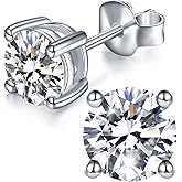 IMOLOVE Moissanite Stud Earrings for Women in Sterling Silver Hypoallergenic 1-3CT D Color Round Cut Moissante Earrings