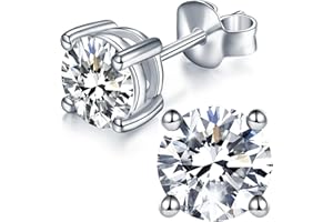 IMOLOVE Moissanite Stud Earrings for Women in Sterling Silver Hypoallergenic 1-3CT D Color Round Cut Moissante Earrings