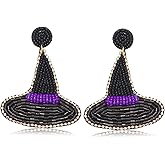 Halloween Earrings Beaded Pumpkin Bat Boo Heart Witch Hat Ghost Drop Earrings for Women Handmade Lightweight Halloween Costume Party Statement Earrings Jewelry Gifts andmade Lightweight Halloween Costume Party Statement Earrings Jewelry Gifts
