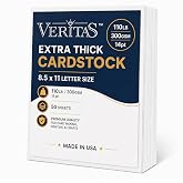 Veritas Extra Heavyweight White Cardstock 8.5 x 11”, 110lb/300gsm Thick 14pt Cover Card Stock, 50 Sheets, Made in USA, for In