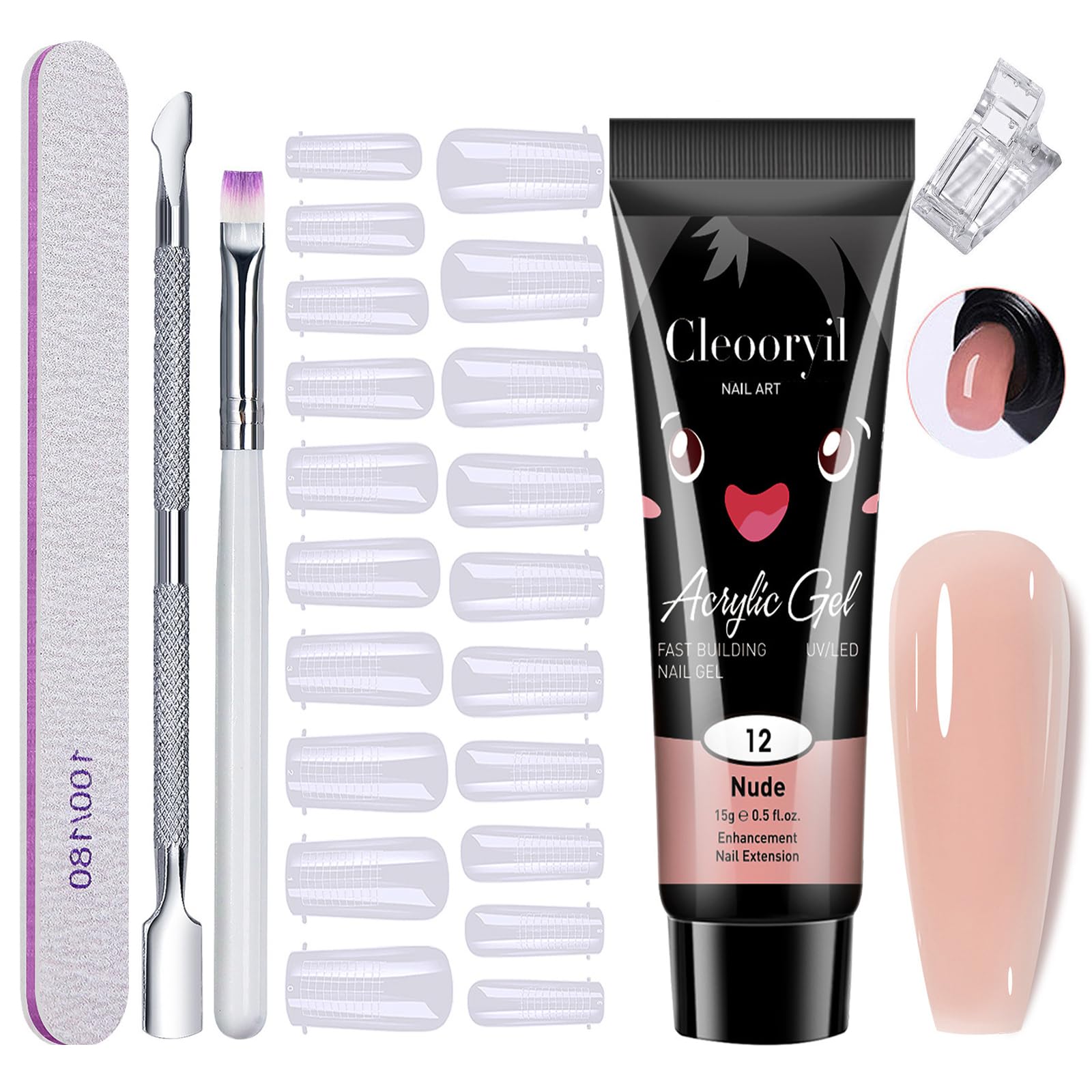 Polygel Nail Kit, Nude Builder Gel Nail Kit Nail Extension Kit Sculpture Gel with Slip Solution Nail Tool Set, Poly Gel Nail Kit Nail Art Kit Nail French Manicure for Women Beginners Gifts Set