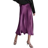Zeagoo Skirts for Women High Waist Skirt Elegant Midi Skirt Satin