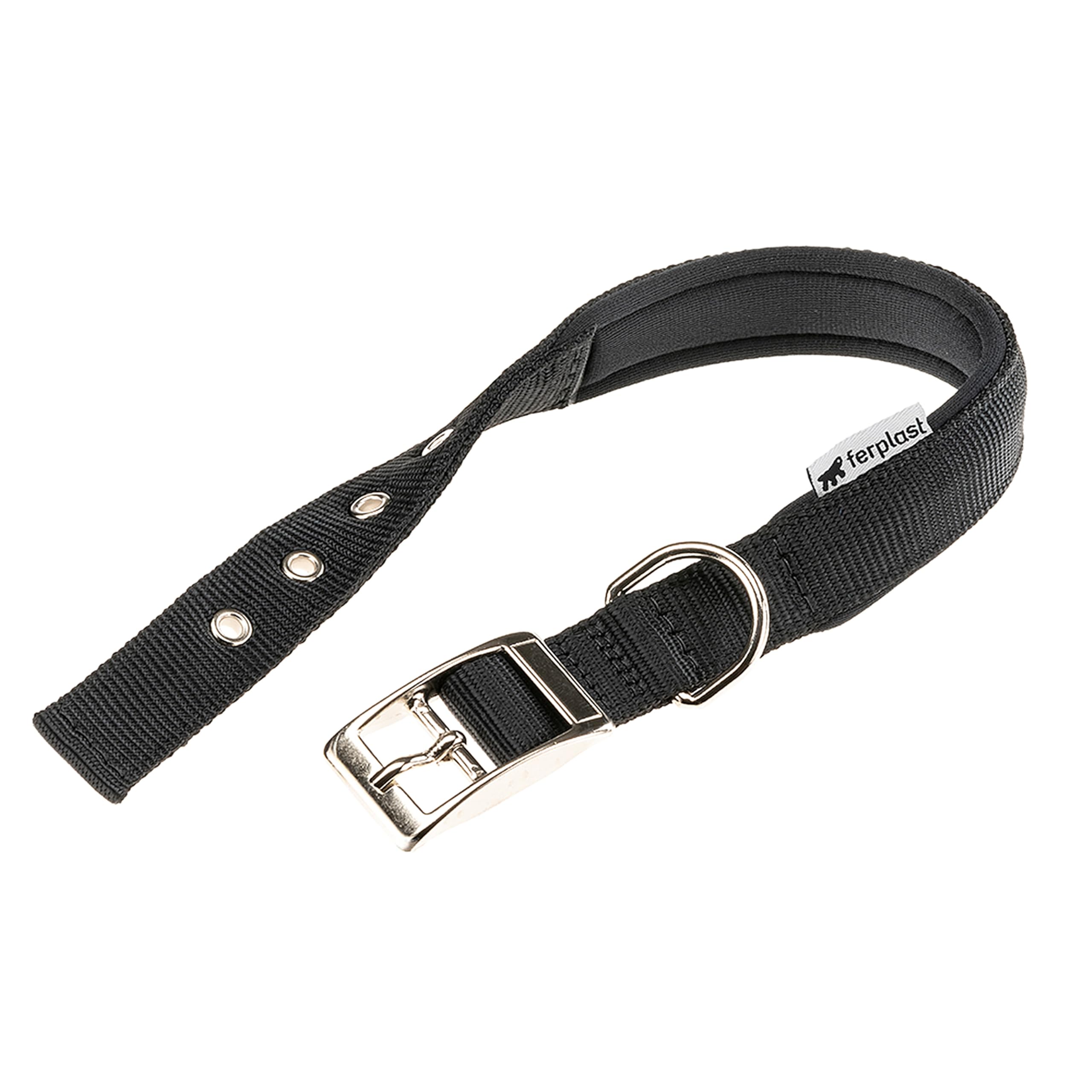 Ferplast Dog Collar Medium Large Size Dog Collar in Padded Nylon Adjustable Metal Buckle, Neck Size 34-42 cm, Black — image 1