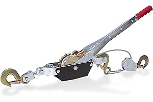 Come Along Winch Heavy Duty - 2 Ton Power Puller Hand Winch with 10ft Cable and Pulley - Come Along Tool - Power Cable Puller with Dual Gears Ratchet System for Easy Hand Pulling (3 Hooks)- Drixet