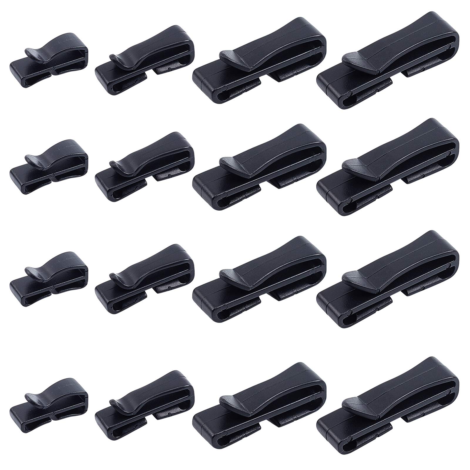 NBEADS 80 Pcs Webbing Ending Clip, 4 Size Adjust Keeper Buckle Quick Slip Keeper Connect Buckle for Backpack Adjusting Strap