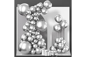 PartyWoo Metallic Silver Balloons, 85 pcs Silver Metallic Balloons Different Sizes Pack of 18 Inch 12 Inch 10 Inch 5 Inch Silver Balloons for Balloon Garland Arch as Party Decorations, Silver-G102