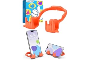 CALDEVER Stocking Stuffers for Teen Boys Girls Gifts Cell Phone Stand Upgrade Adjustable Rock on Lazy Phone Stand for Desk Cool Funny Gadget Gifts for Christmas Adult Men Women Wife 1Pack Orange Red