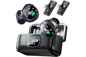 LID LIRDDY Wireless Lavalier Microphone for iPhone: 2PCS Mini Wireless Microphones for Android Equipment - Noise Reduction Lapel Mic for Professional Recording - 80h Battery Life - 48KHz Studio Sound