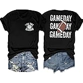 Football Shirts for Women Game Day T-Shirts Sunday Funday Tops Casual Sports Season Short Sleeve Shirt