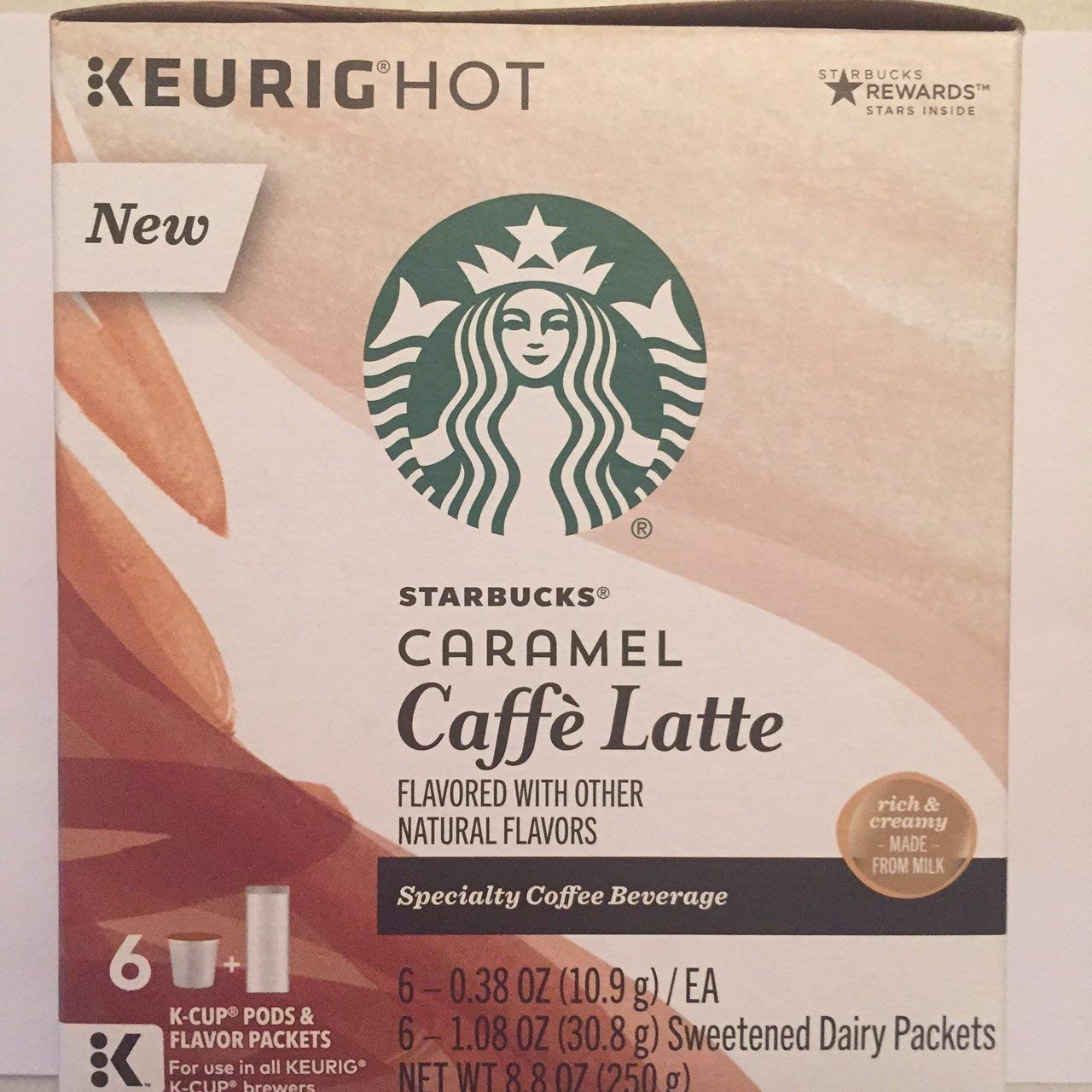 Starbucks Caramel Caffe Latte Specialty Coffee Beverage K-Cups 8.8 oz. Box