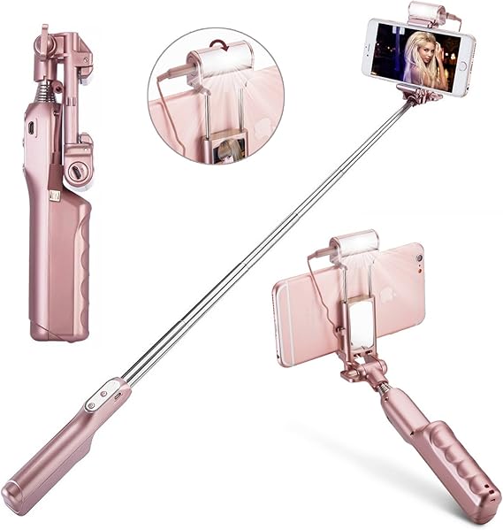 Bluetooth Selfie Stick with LED Light, Extendable Amazon.co.uk Camera