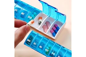 Weekly Pill Organizer 7 Day with Effortless Opening Design Moisture Proof Portable Travel Pill Case for Vitamins Supplements 