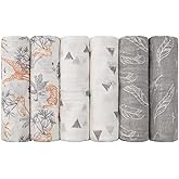 GLLQUEN BABY Receiving Blanket Boy Cotton Muslin Swaddle Blankets Girl Newborn Squares Breathable & Soft Thin Baby Blankets Cloths Double Absorbent Infant Swaddling Wrap - 6 Pack(Jungle)