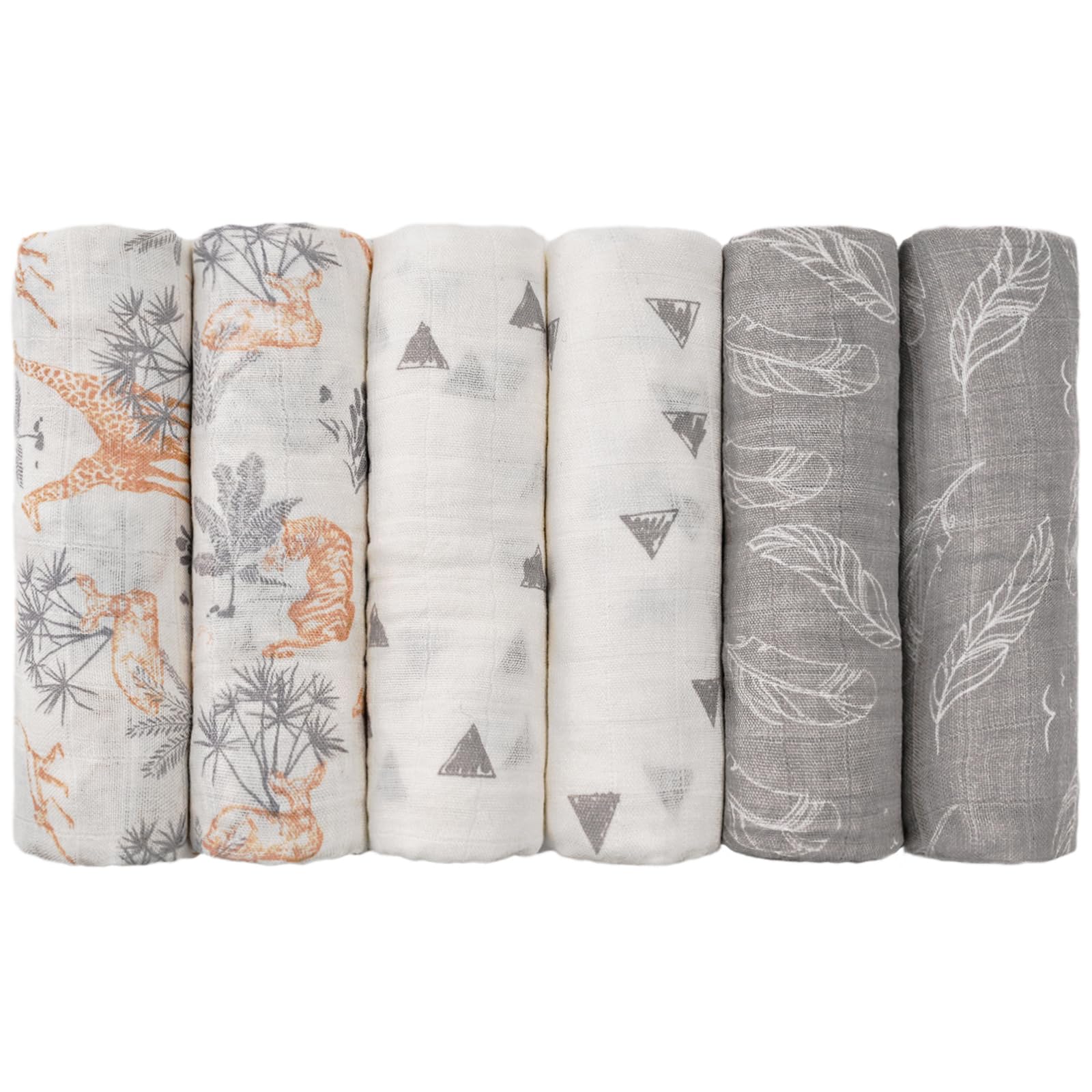 Photo 1 of GLLQUEN BABY Receiving Blanket Boy Cotton Muslin Swaddle Blankets Girl Newborn Squares Breathable & Soft Thin Baby Blankets Cloths Double Absorbent Infant Swaddling Wrap - 6 Pack(Jungle)