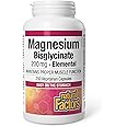 Natural Factors Magnesium Bisglycinate 200 mg, 250 Capsules, Gentle on the Stomach, Maintains Proper Muscle Function, Support