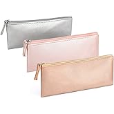 SumDirect PU Leather Cosmetic Pencil Bags - Small Soft Makeup Pouch with Zipper, Pencil Pouch Case Simple Comestic Organizer
