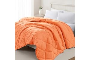 Homelike Moment Comforters Twin Size - Orange Down Alternative Duvet Insert Bed Comforter Twin, Lightweight Soft Quilted Bedding Comforter for All Season with Corner Tabs
