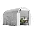 Flamaker 10×6.6×6.4 FT Walk-in Greenhouse, Portable Heavy Duty Green House for Outdoors, Winter Hot House with PE Cover & Roll-up Zipper Door, Plastic Plant Warm House (White)