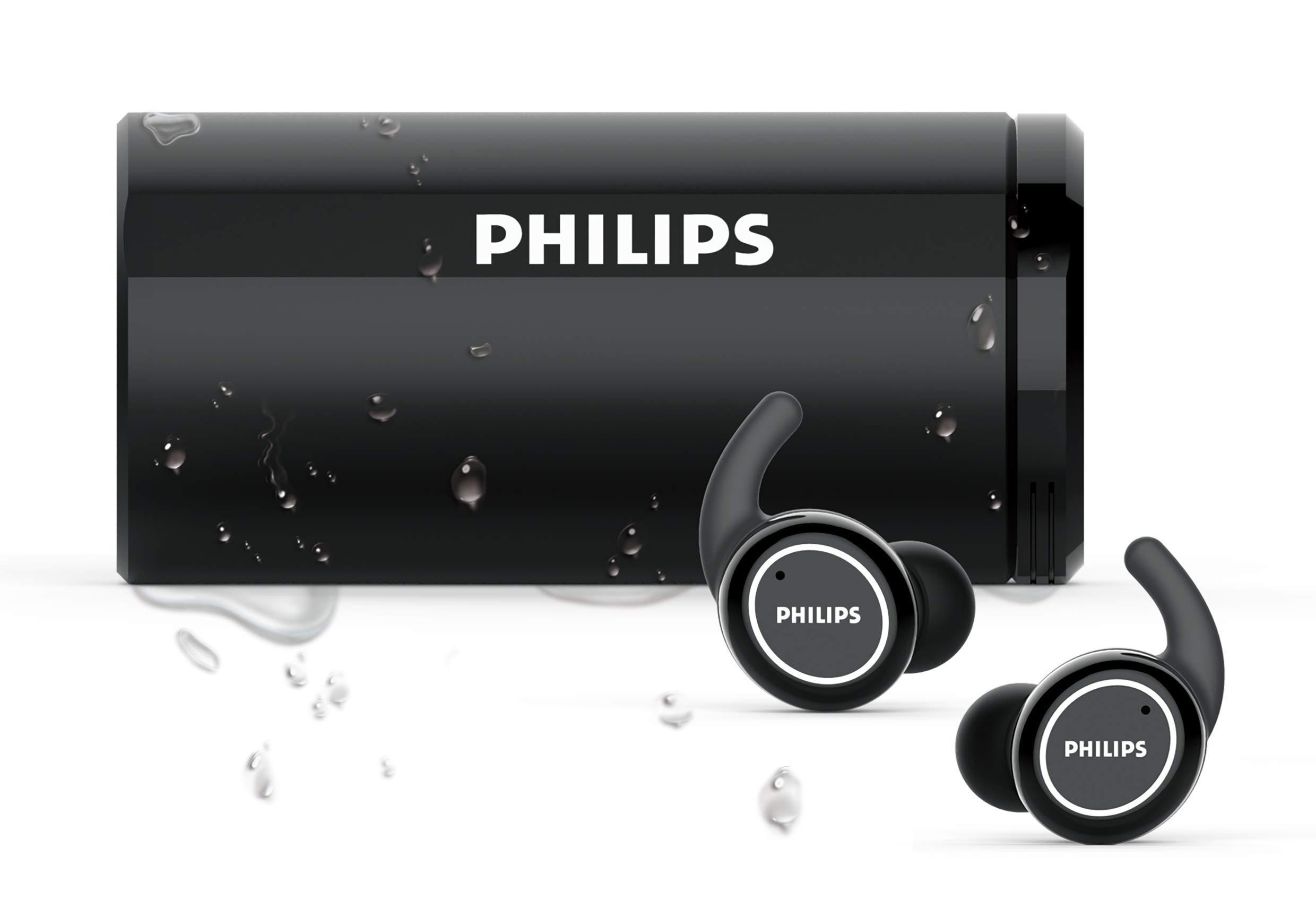 PHILIPS ActionFit ST702 True Wireless Bluetooth Earbuds, TWS, Noise Isolation, Lightweight, Stereo with IPX5 Splash Resistance and UV Cleaning Charging case - Black (TAST702BK)