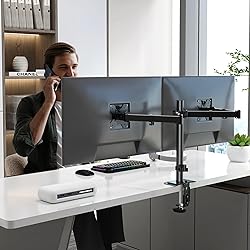 Pholiten Dual Monitor Stand, Heavy Duty Adjustable