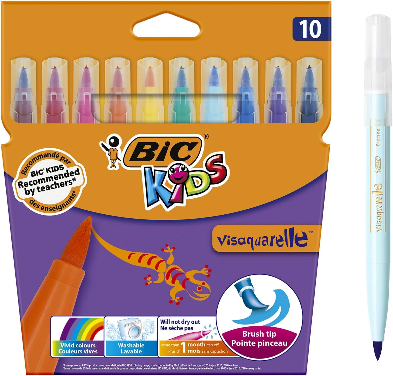 BicKids Visaquarelle Colouring Pens 10 Pack, Multicolor
