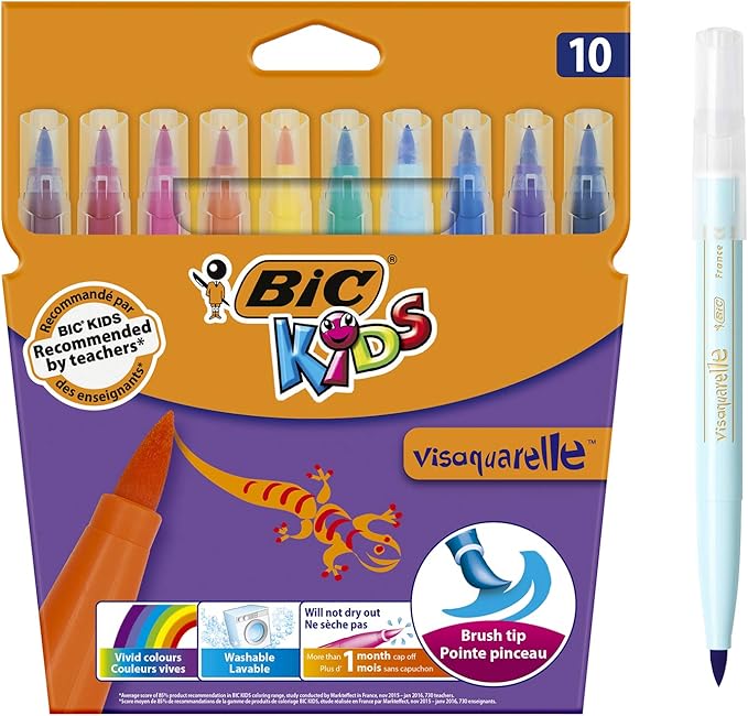 Amazon Com Bic Kids Visaquarelle Colouring Pens 10 Pack Home Kitchen