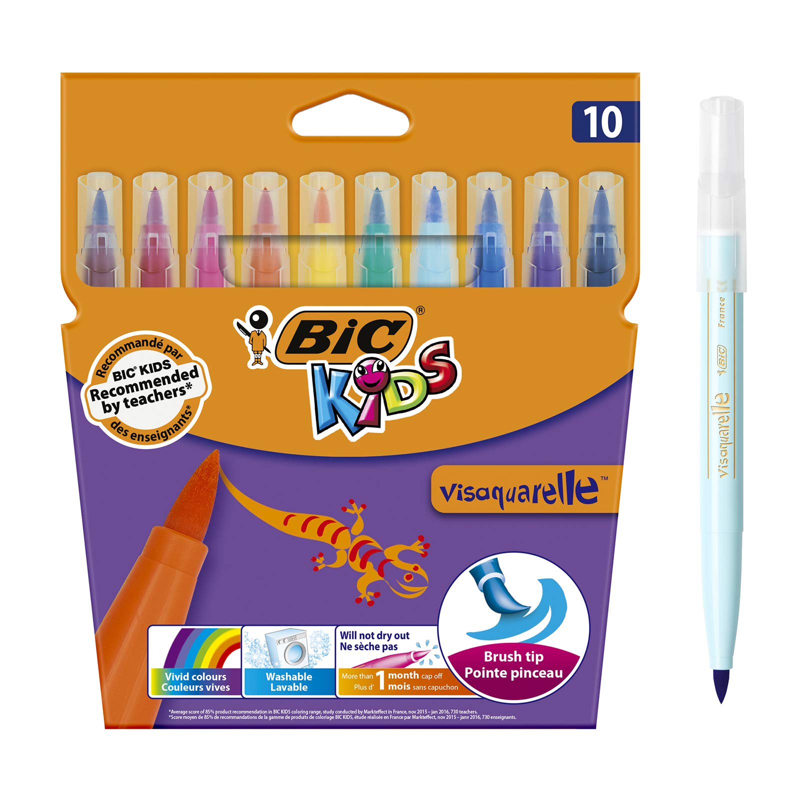 BicKids Visaquarelle Colouring Pens 10 Pack, Multicolor