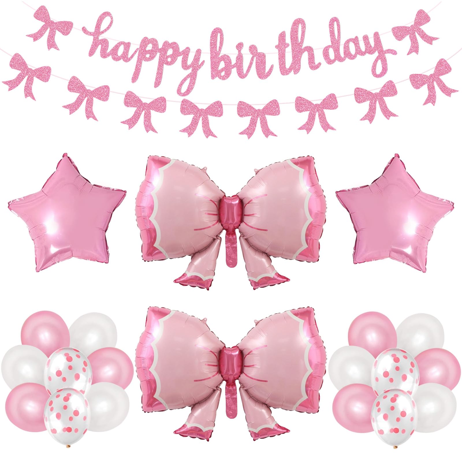 View 1 of ***MISSING PARTS***
Phoaxul Cute Pink Bow Birthday Decorations for Girls, Glitter Happy Birthday Banner, Bow Balloons, Pink Party Decorations for Women, Baby Girl Shower, Princess Bday Party Supplies
