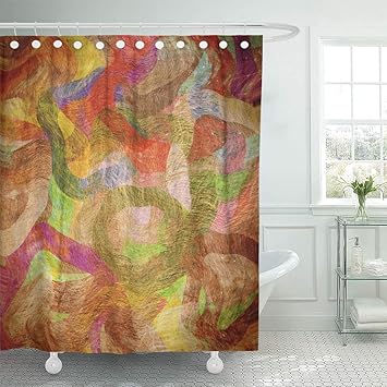 Amazon Com Emvency Shower Curtain Brown Modern Grunge Circles On