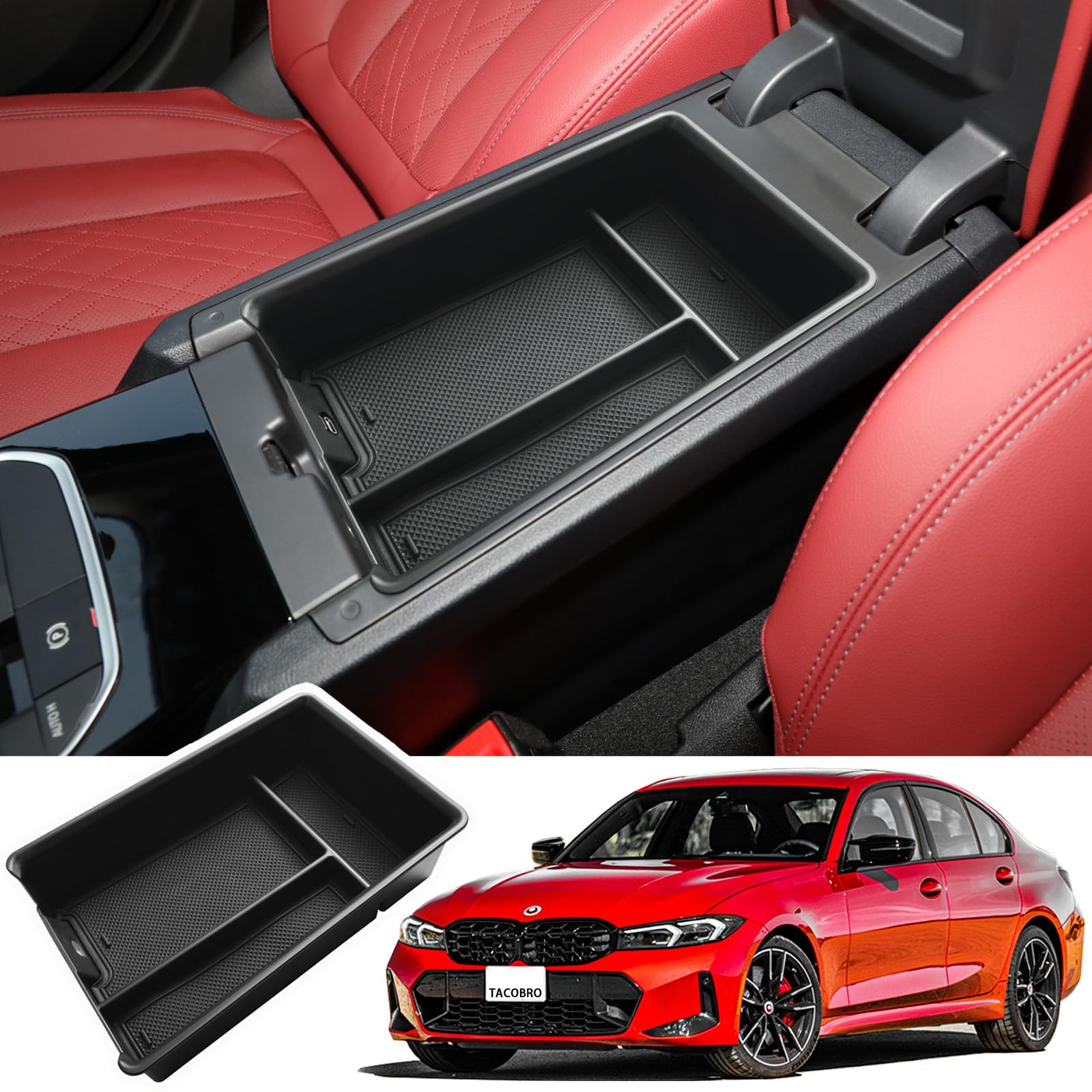 Photo 1 of TACOBRO Center Console Organizer Compatible with BMW 3 Series G20/G21 (2019-2024 2025), 4 Series G22/G23 and i4 G26 (2021-2024 2025) Accessories, Insert Tray Secondary Storage Armrest Box