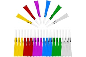 Atopxing 24PCS Bulk Party Blowers & Colourful Noise Makers - Fringed Glitter Party Horns Whistles for Birthday Graduation Christmas New Year - Premium Party Supplies (Mixed Colors)