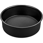 LIANYU 6 Inch Round Cake Pan for Baking, Nonstick Stainless Steel Baking Cake Pan Tin Bakeware for Birthday Wedding Party, Non Toxic Coating, 2 Inch Deep, Dishwasher Safe, Black