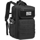 HUANWTOH Military Tactical Backpack for Men, Assault Backpack | Waterproof Outdoor Backpack with Water Bottle Holder for Hiking Camping Adventure
