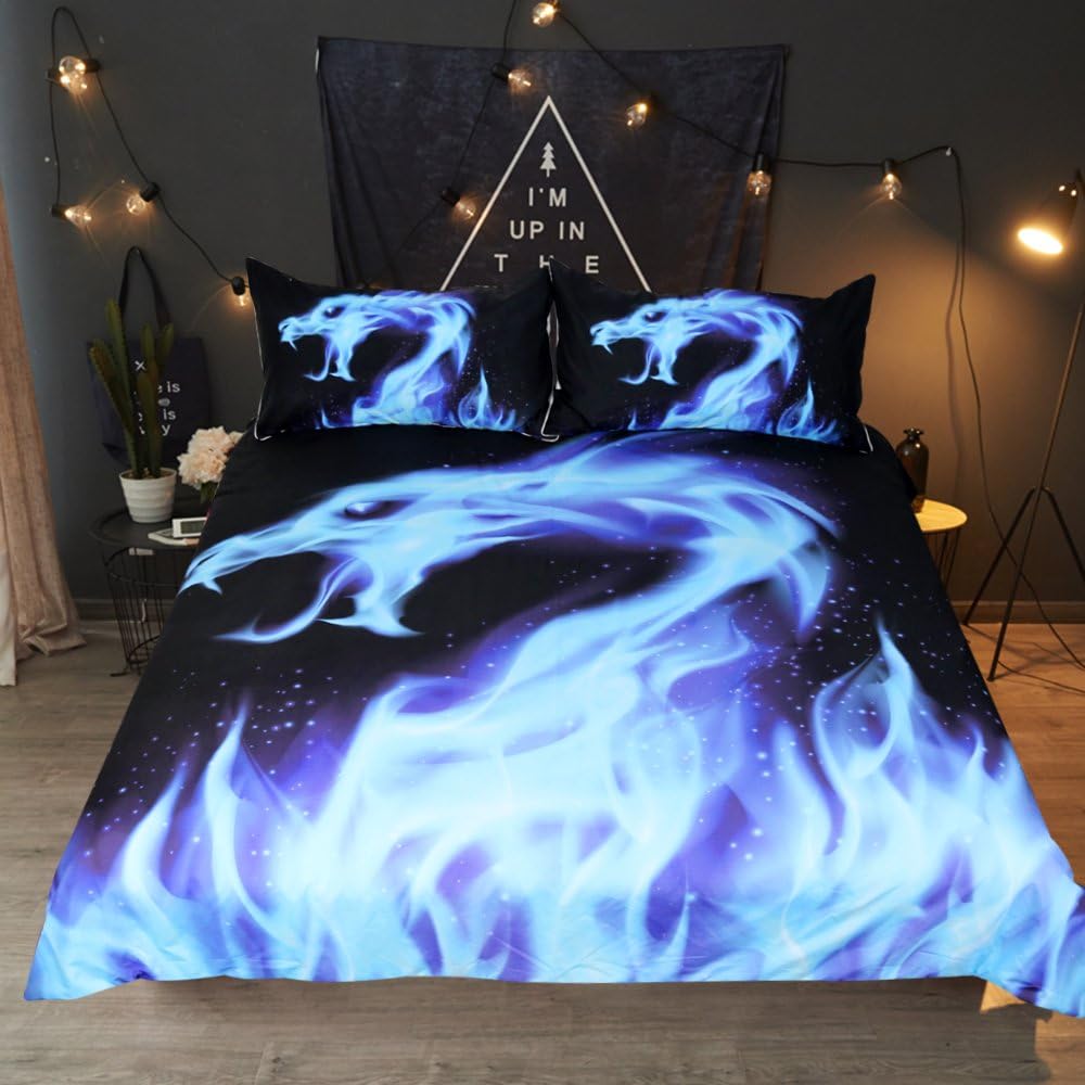 NOOS 3D Chinese Style Duvet Cover Sets China Traditional Ethnic Dragon 3PC Bedding Sets,1Duvet Cover,2Pillow Cases Twin Full Queen King Size