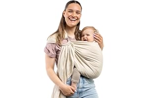 Linen Boba Ring Sling Baby Carrier Newborn to Toddler - Lightweight & Breathable Bamboo Viscose Blend Baby Sling Carrier, Hip