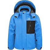 WULFUL Boy's Winter Waterproof Ski Coat Kids Windproof Snow Jacket with Detachable Hood