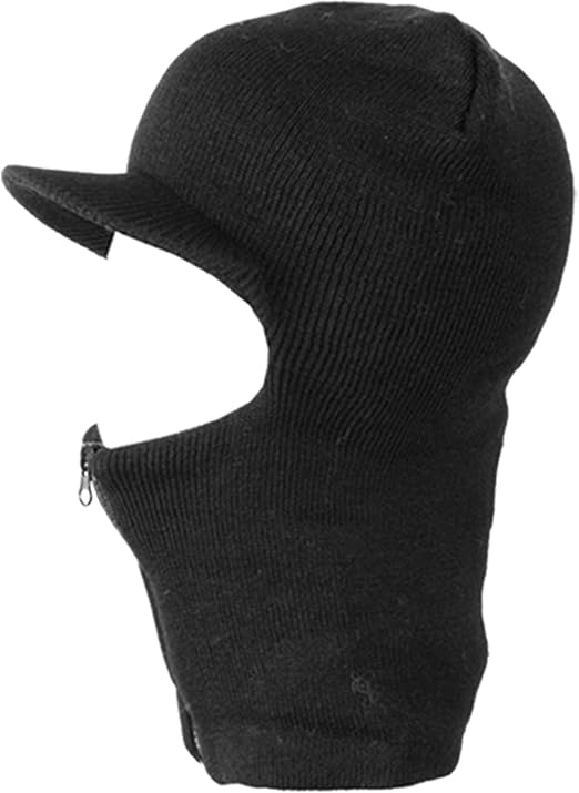 Zipper Radar Ski Mask Full Face Visor Winter Beanie Hat Cap Mens Women