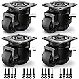ANDUTEES 4 Pack Leveling Casters, Adjustable Heavy Duty Casters Set of 4, Swivel Plate Industrial Retractable Caster Wheels for Workbench,Machine, Equipment, Shelves (60F, 2200 Lbs Capacity, Black)