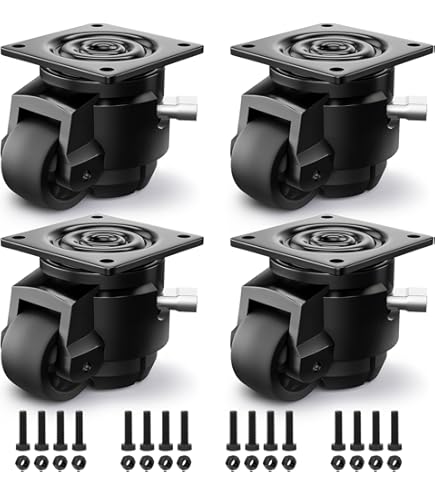 WBD WEIBIDA Heavy Duty Leveling Casters Set Of 4 - 6600 LBS Capacity, Retractable Wheels With Ratchet Handle For Machinery & Workbenches - View #9