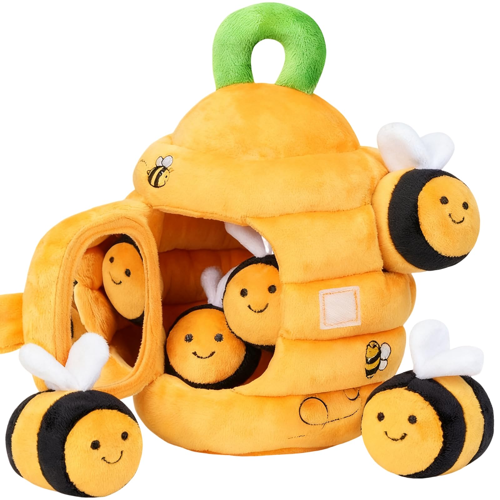 SiumPklay BabyToys 6-12Months SoftBabyBeehivewith 5 SensoryBees - Rattle Crinkle Paper Squeaker & Mirror for Montessori Sensory PlayEducational ToysforToddlers 0-3 Ideal NewbornGifts&1st BirthdayGifts