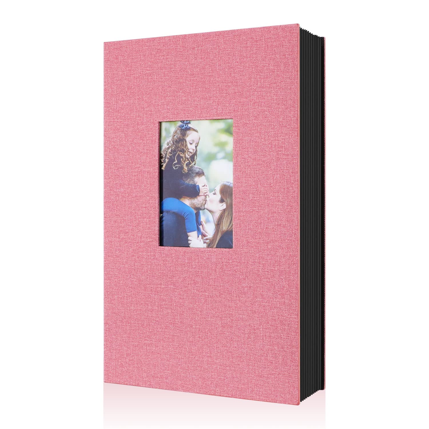 Benjia Photo Album 6x4 Slip in, Linen 300 Pockets Photo Albums Holds Landscape Only 10x15cm Picture Pink