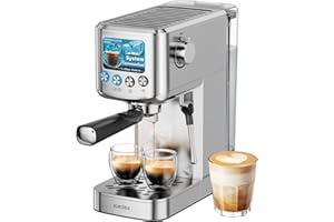 XIXUBX Espresso Machine 20 Bar with Milk Frother, Stainless Steel Coffee Maker with 42 oz Removable Water Tank for Cappuccino, Latte&Cold Brew, Home&Office, Silver