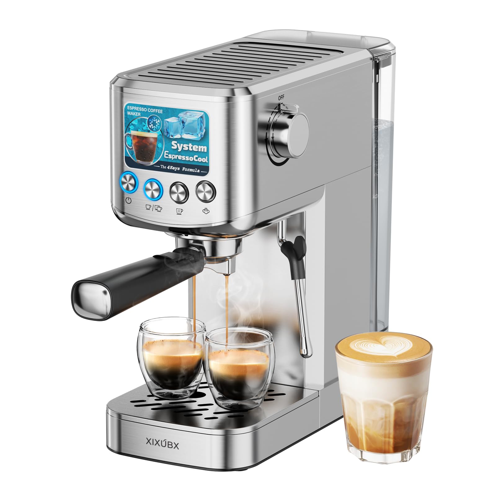 Photo 1 of XIXUBX Espresso Machine 20 Bar with Milk Frother, Stainless Steel Coffee Maker with 42 oz Removable Water Tank for Cappuccino, Latte&Cold Brew, Home&Office, Silver